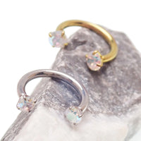 Implant Grade Titanium Horseshoe Ring, CZ Stone, Helix Septum Piercing