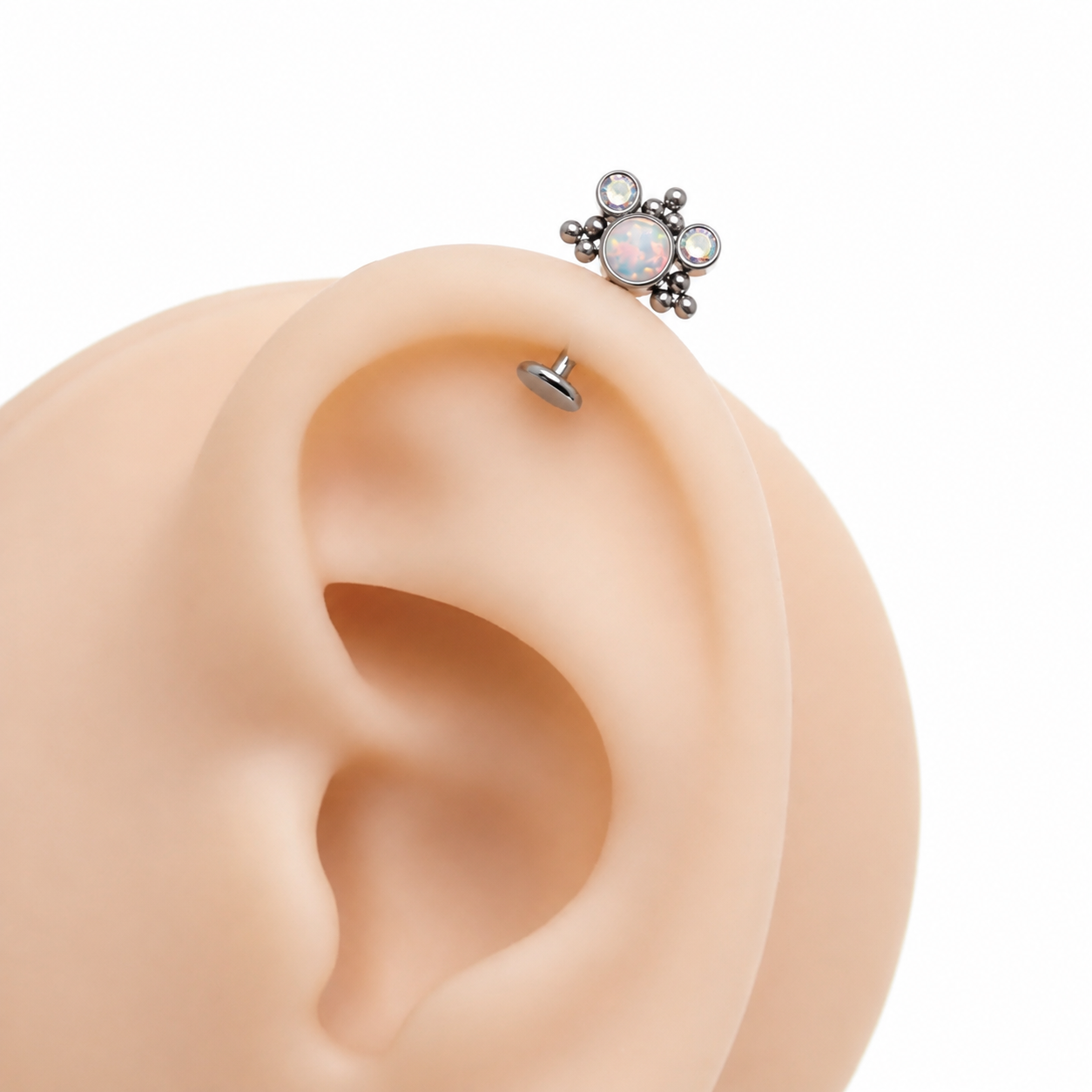 Implant Grade Titanium Push-Fit Threadless Flatback Piercing- Vertical Helix