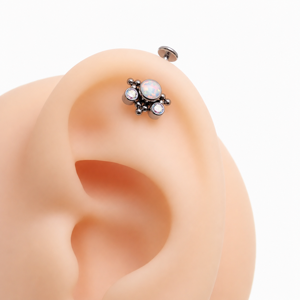 Implant Grade Titanium Push-Fit Threadless Flatback Piercing- Vertical Helix