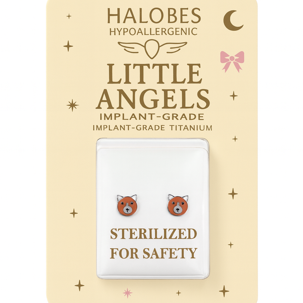 Sterilized Titanium Earrings • Implant-Grade Bear Earrings