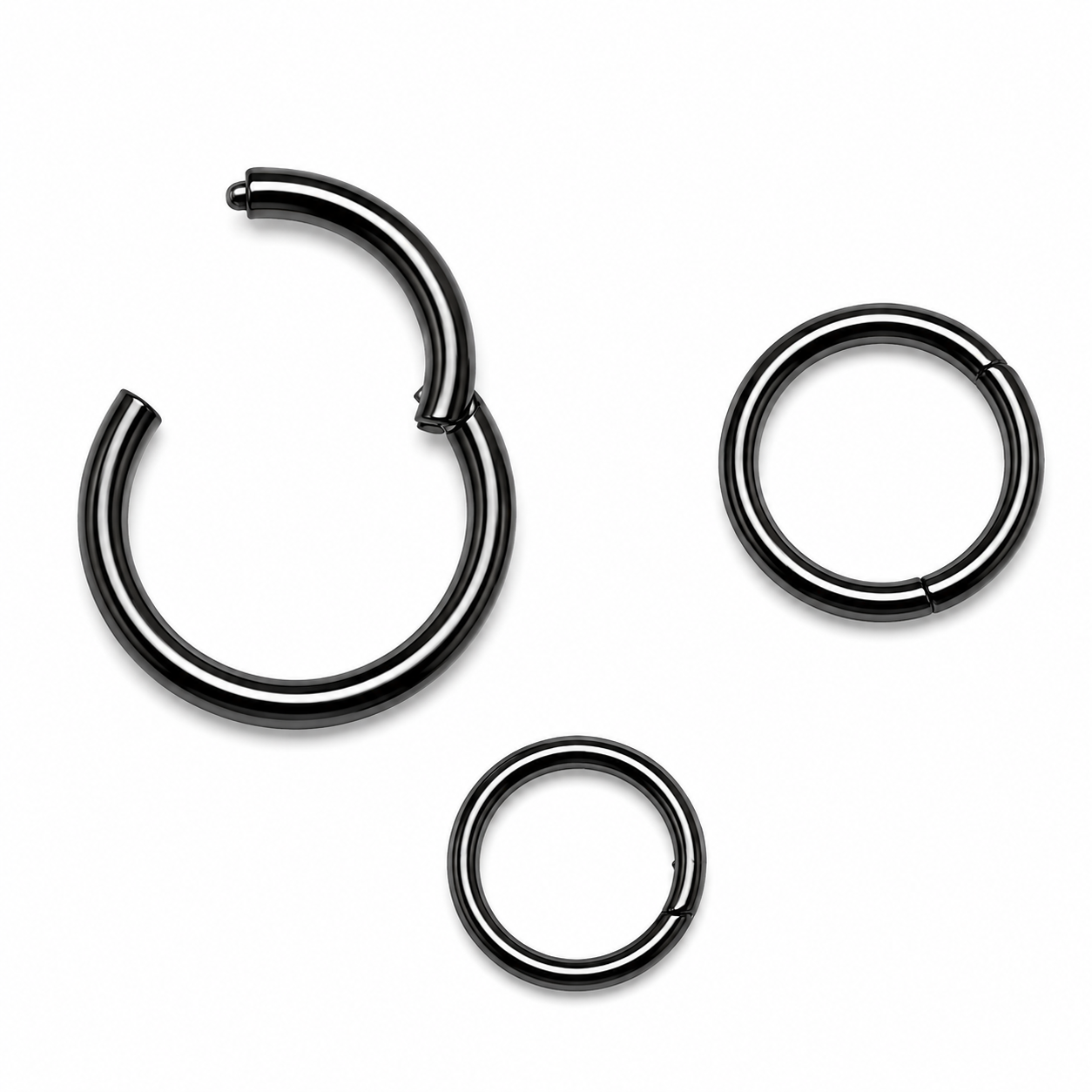Plain PVD Black Hinged Clicker Piercing 18g