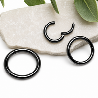 Plain PVD Black Hinged Clicker Piercing 18g