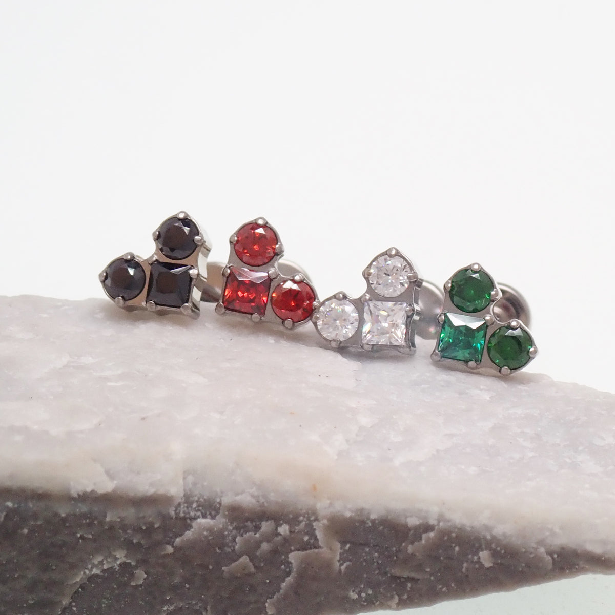Implant Grade Titanium CZ Heart Flatback Piercing- Internally Threaded