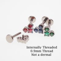 Implant Grade Titanium CZ Heart Flatback Piercing- Internally Threaded