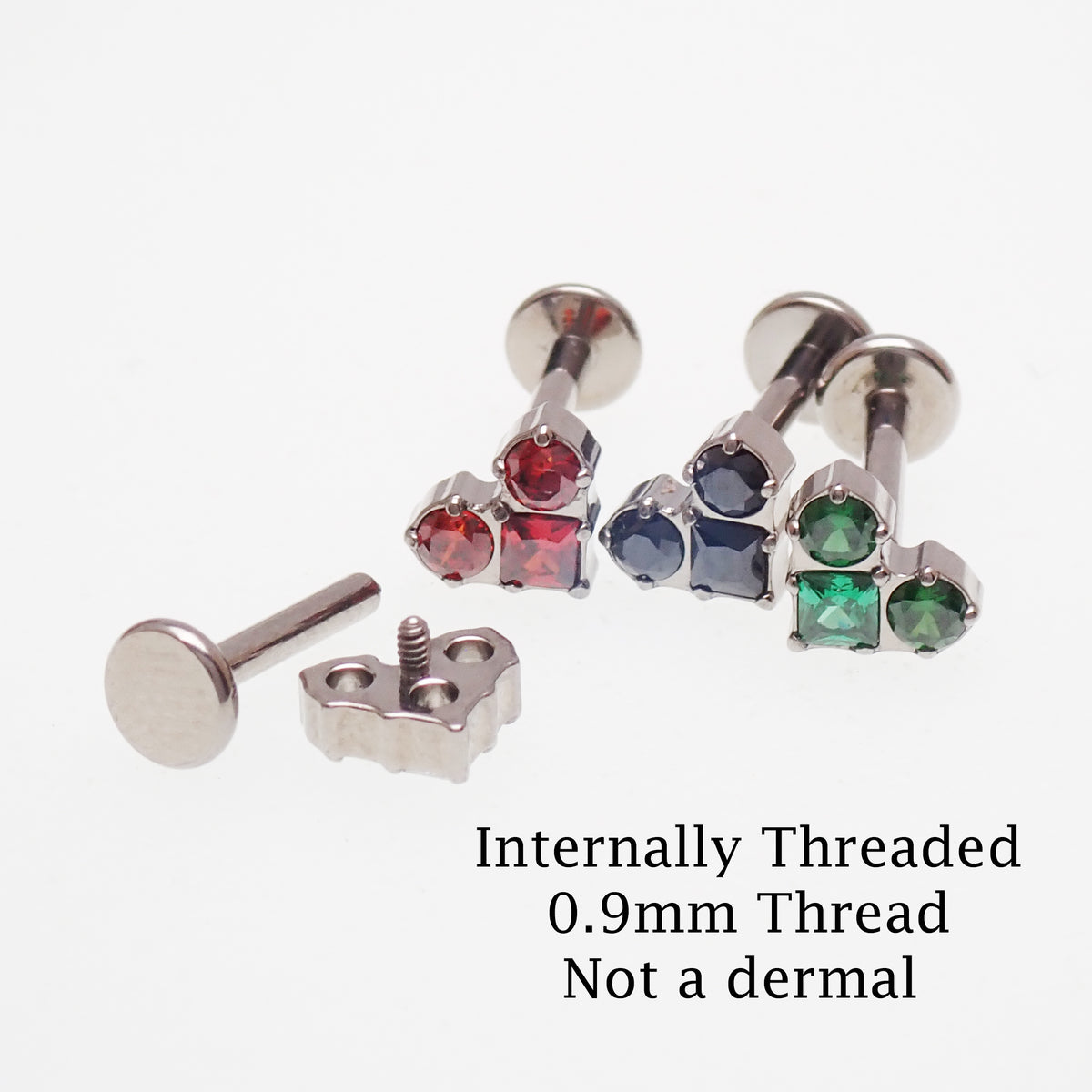Implant Grade Titanium CZ Heart Flatback Piercing- Internally Threaded