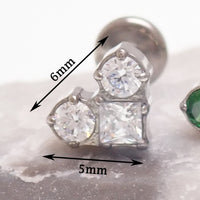 Implant Grade Titanium CZ Heart Flatback Piercing- Internally Threaded