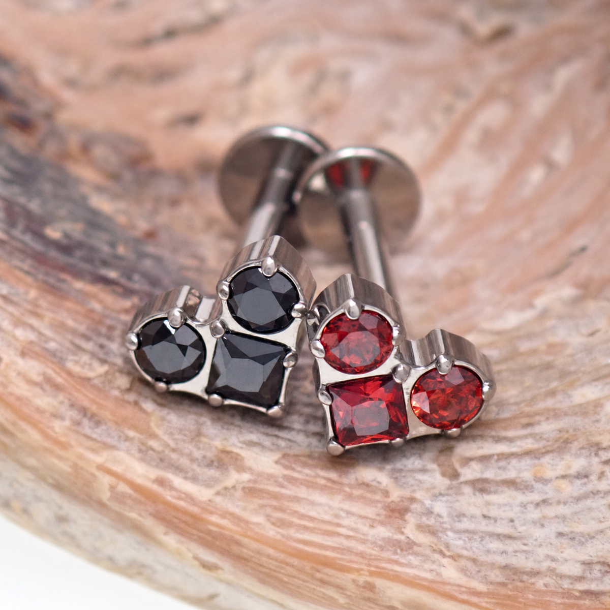 Implant Grade Titanium CZ Heart Flatback Piercing- Internally Threaded