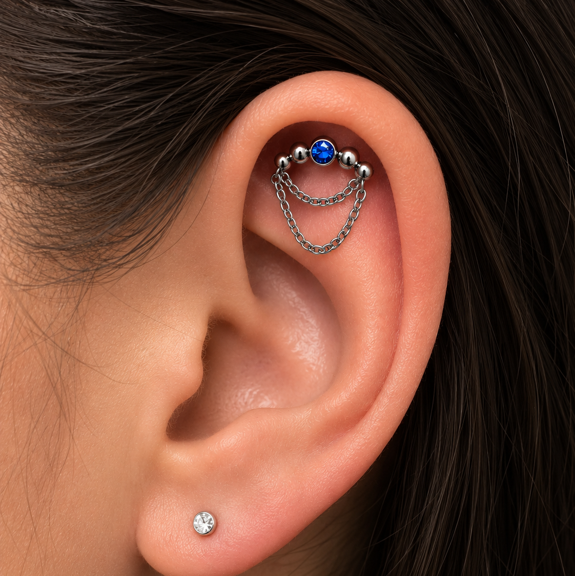 Hidden Helix Chain Titanium Flatback 18g, 16g, 14g