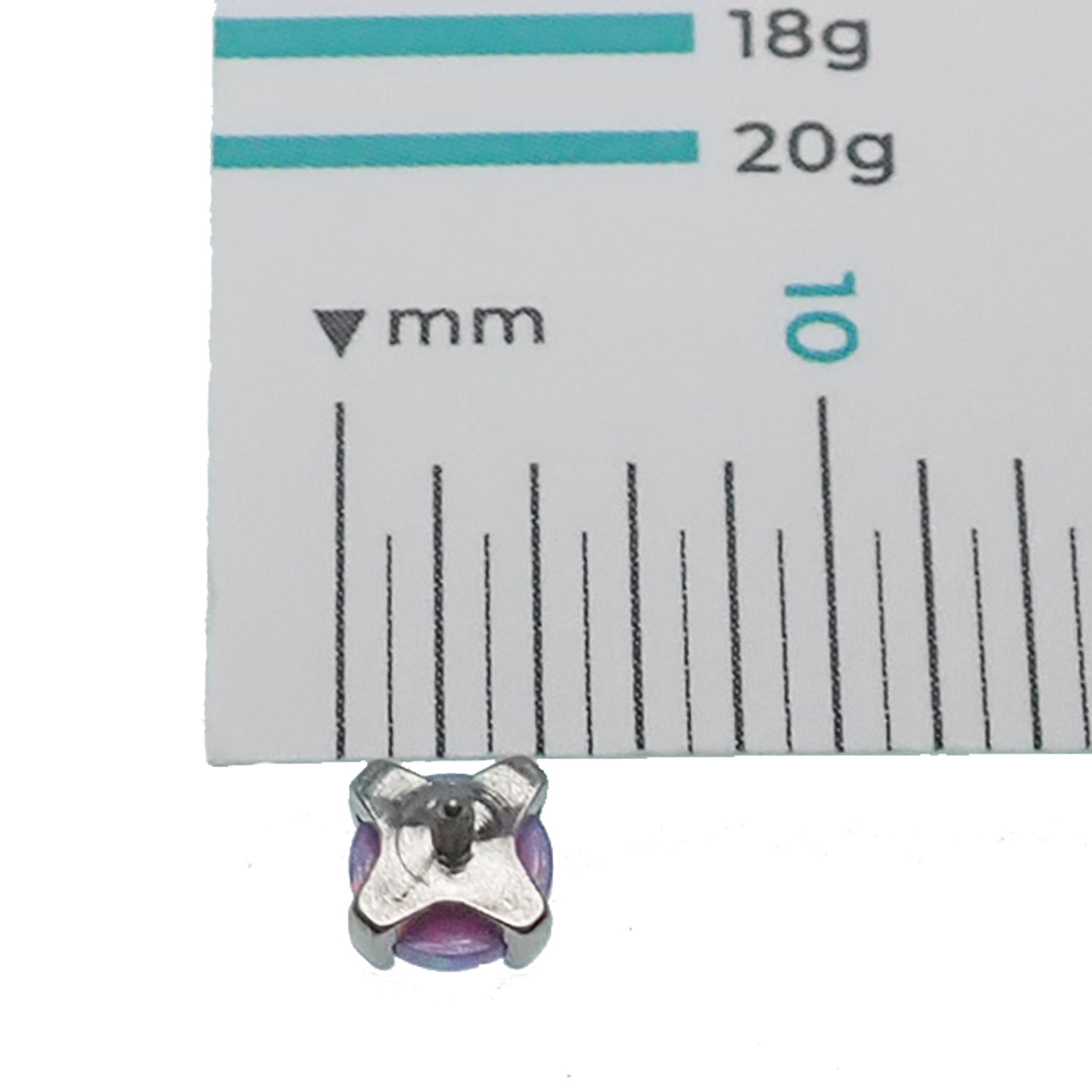 Lavender opal titanium horseshoe piercing in 16g and 14g from Body Clickers, showcasing a stylish body jewelry design.