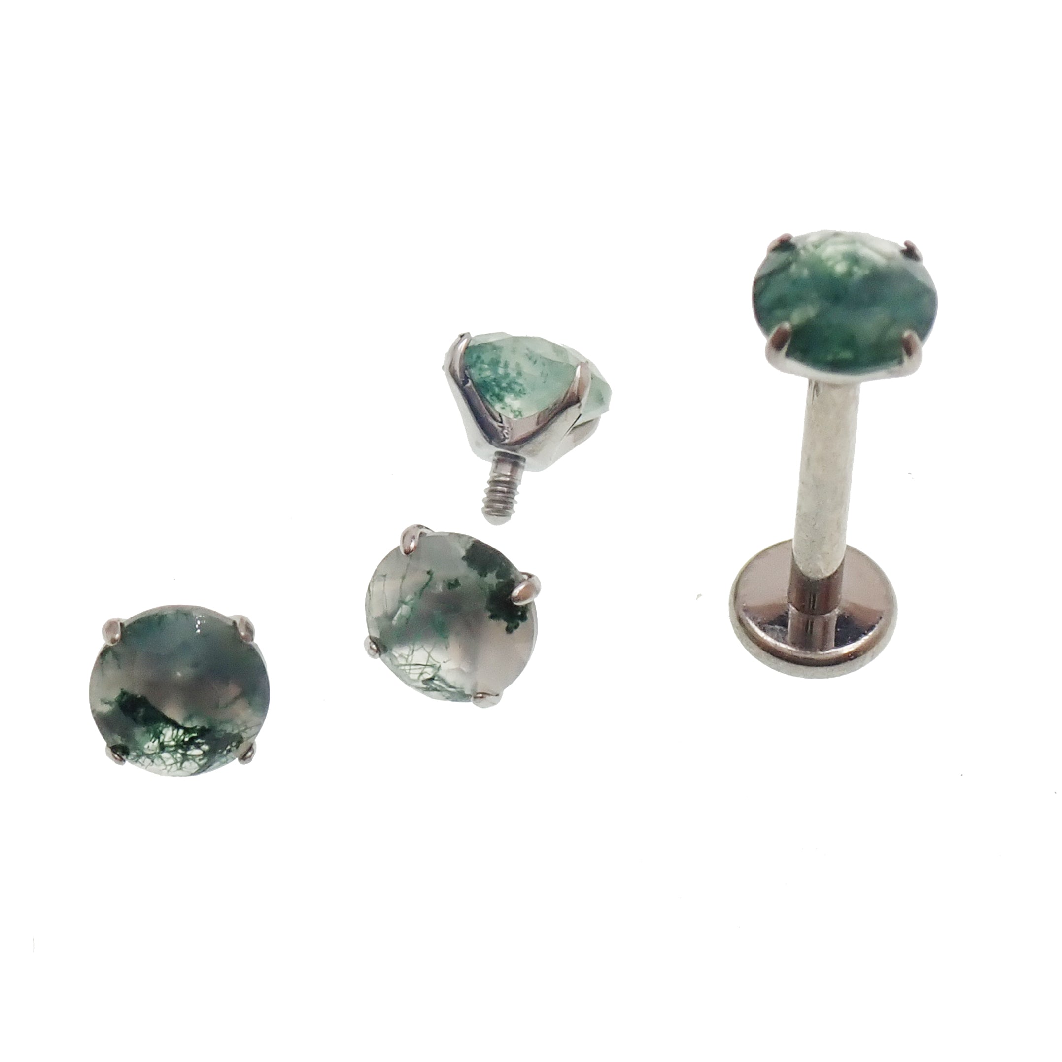 Moss agate 4mm, 3mm, & 2.5mm natural stone & flatback