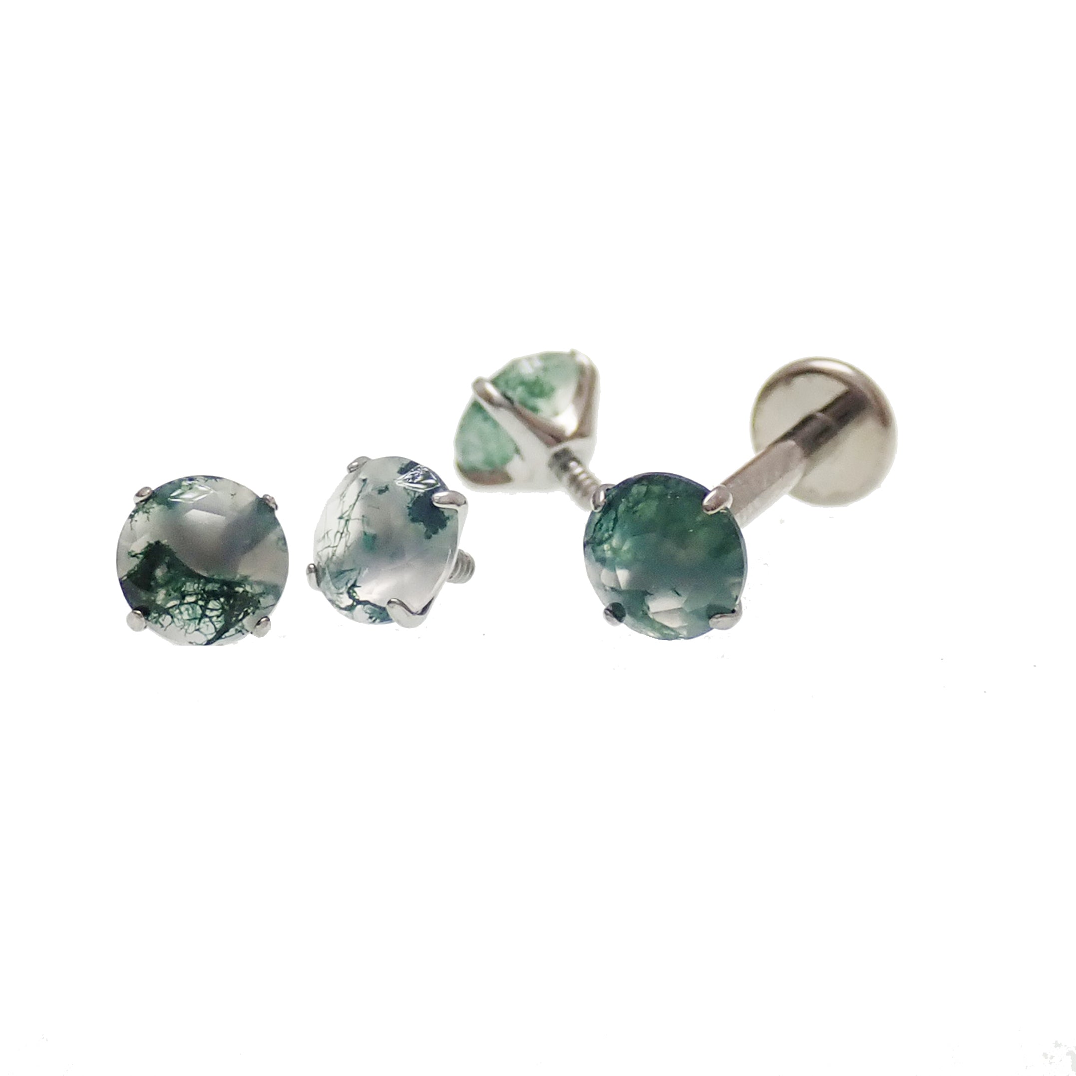 Moss agate 4mm, 3mm, & 2.5mm natural stone & flatback