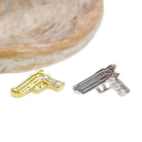 Internally threaded 18g titanium flatback gun piercing by Body Clickers, designed for comfortable ear or body piercing.