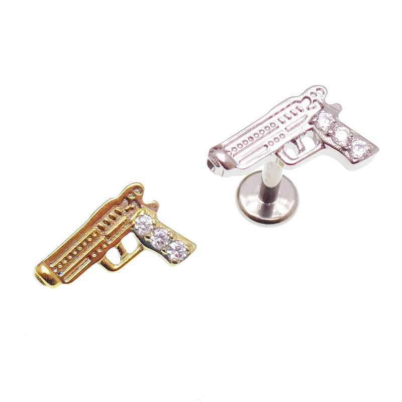 Internally threaded 18g titanium flatback piercing by Body Clickers, designed for comfortable gun piercing.