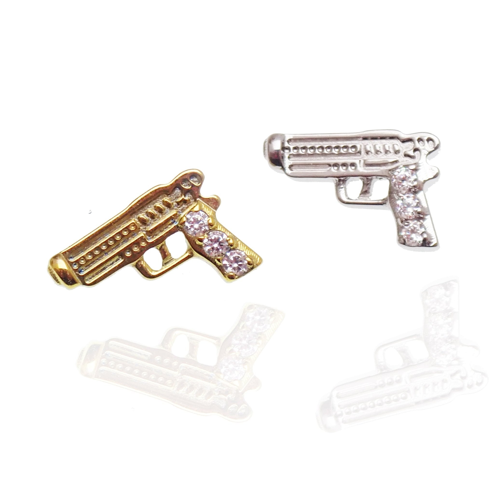 Internally threaded 18g titanium flatback gun piercing by Body Clickers, designed for comfortable ear or body piercing.