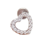 Internally Threaded Hollow CZ heart Titanium Flatback Piercing - Body Clickers Body Jewelry