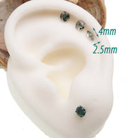 Small moss agate natural stone with flatback, 18g Body Clickers body jewelry featuring a vine design.