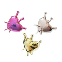 Titanium flatback pierced heart implant jewelry by Body Clickers, 18G, 6mm, internally threaded, 0.9mm needle nose piercing.