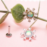 Opal & CZ Cluster Titanium Flatback Piercing