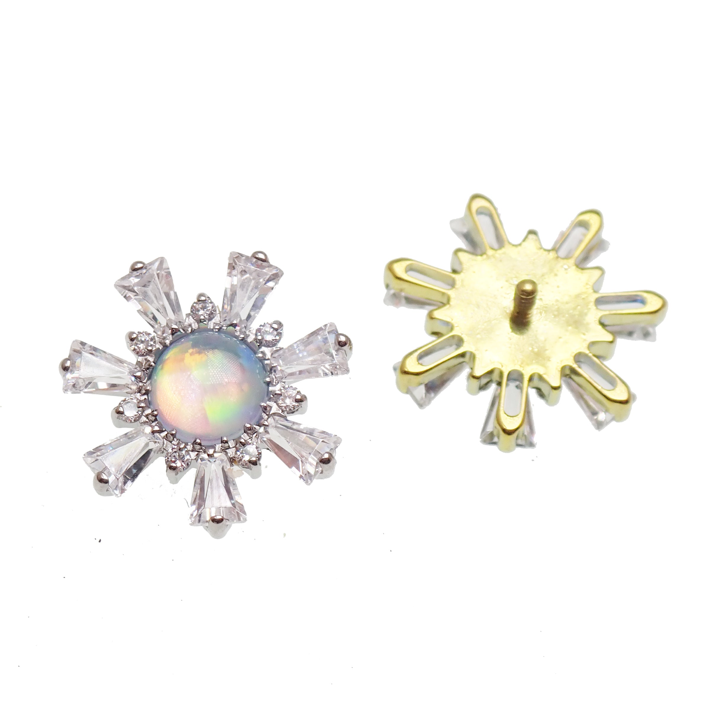 Opal & CZ Cluster Titanium Flatback Piercing