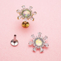 Opal & CZ Cluster Titanium Flatback Piercing