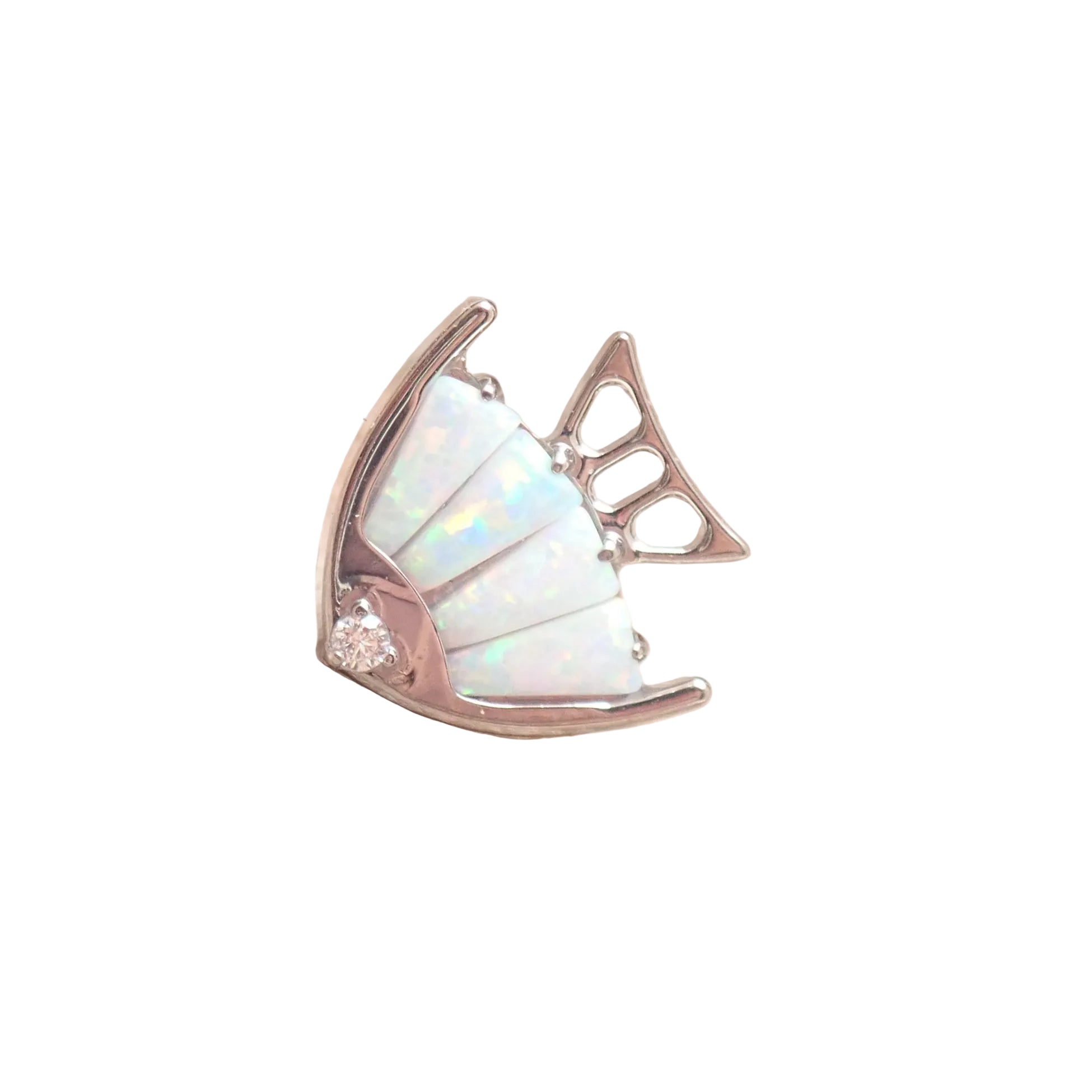 18g titanium flatback fish cluster piercing with opal stones, internally threaded body clicker jewelry for piercings