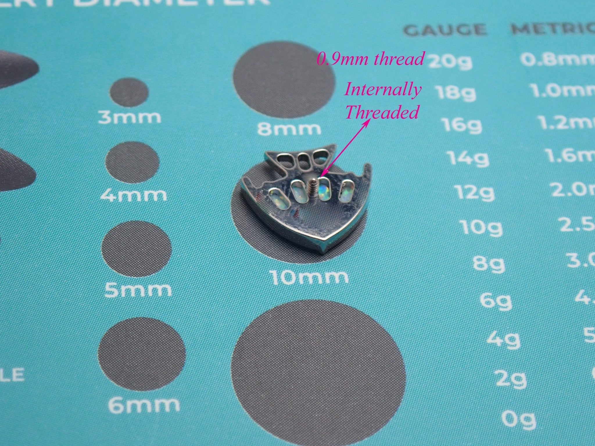 Opal Fish Cluster Titanium Flatback Piercing by Body Clickers, 18g internally threaded body jewelry with colorful opal fish design