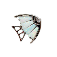 Opal Fish Cluster Titanium Flatback Piercing by Body Clickers, 18g internally threaded body jewelry with colorful opal fish design.