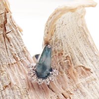Semi - Precious Moss Agate/CZ Titanium Flatback Piercing - Body Clickers Body Jewelry