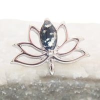 Semi - Precious Moss Agate Lotus Titanium Flatback Piercing - Body Clickers Body Jewelry