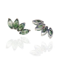 Moss agate arch natural stone body jewelry by Body Clickers in 14g to 20g threadless flatback design.