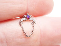 Star Opal Chain Helix Titanium Flatback Piercing - 20g, 18g, 16g, 14g - Body Clickers Body Jewelry