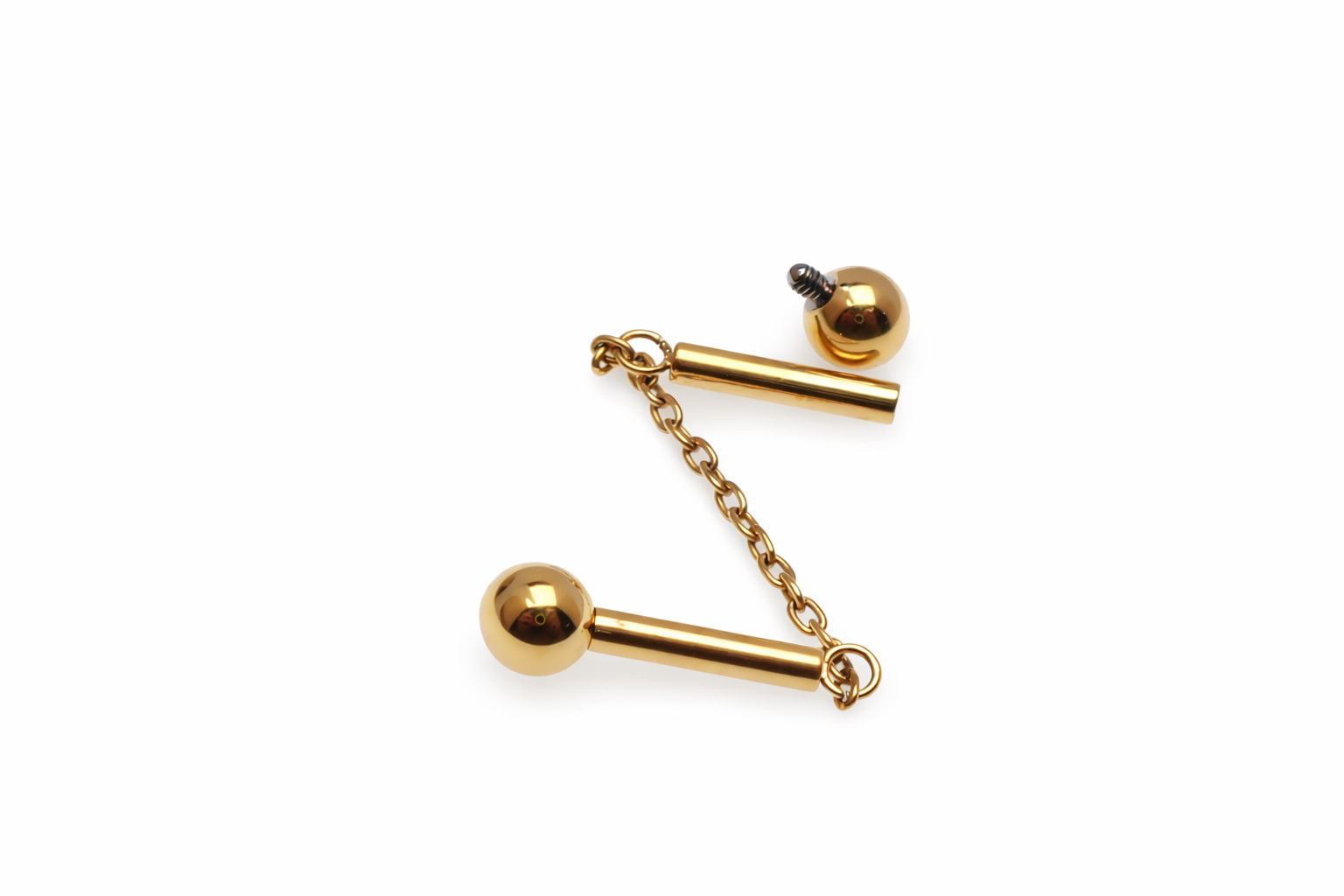 Silver titanium internally threaded chained industrial piercing, 14g, 35mm or 38mm length, Body Clickers industrial piercing image