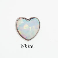 Opal Heart Dermal Top by Body Clickers in angel skin color, 14g (1.2mm) threaded dermal piercing jewelry.