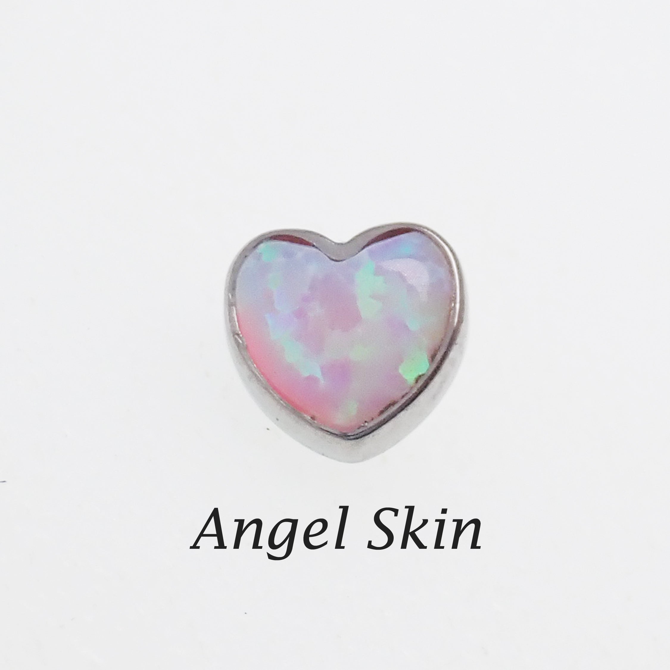 Opal Heart Dermal Top by Body Clickers in angel skin with 14g (1.2mm) threaded jewelry for body piercing.