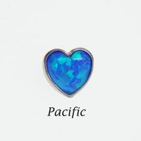Opal Heart Dermal Top by Body Clickers in angel skin color, 14g (1.2mm thread), featuring a polished heart-shaped opal design.