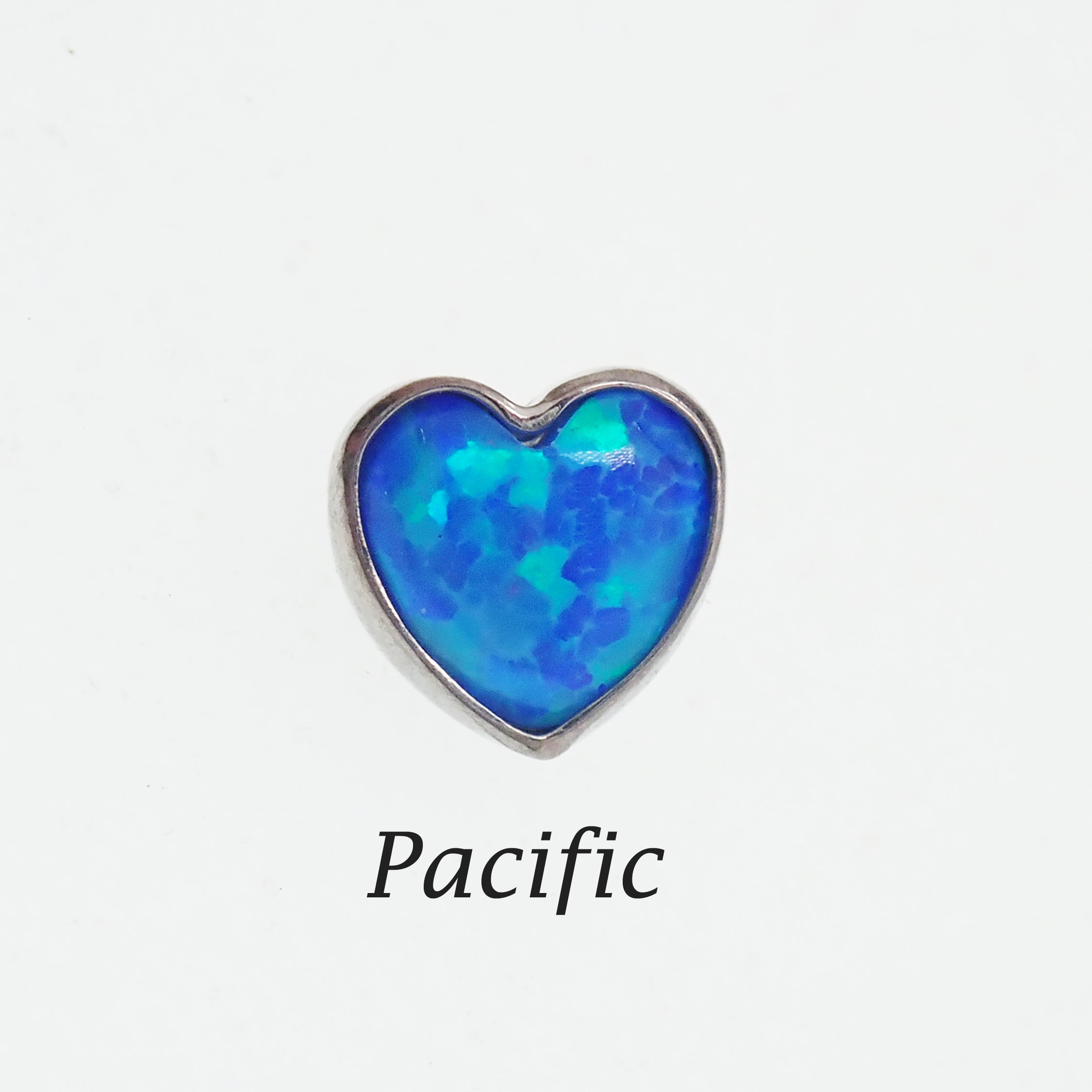 Opal Heart Dermal Top by Body Clickers in angel skin color, 14g (1.2mm thread), featuring a polished heart-shaped opal design.
