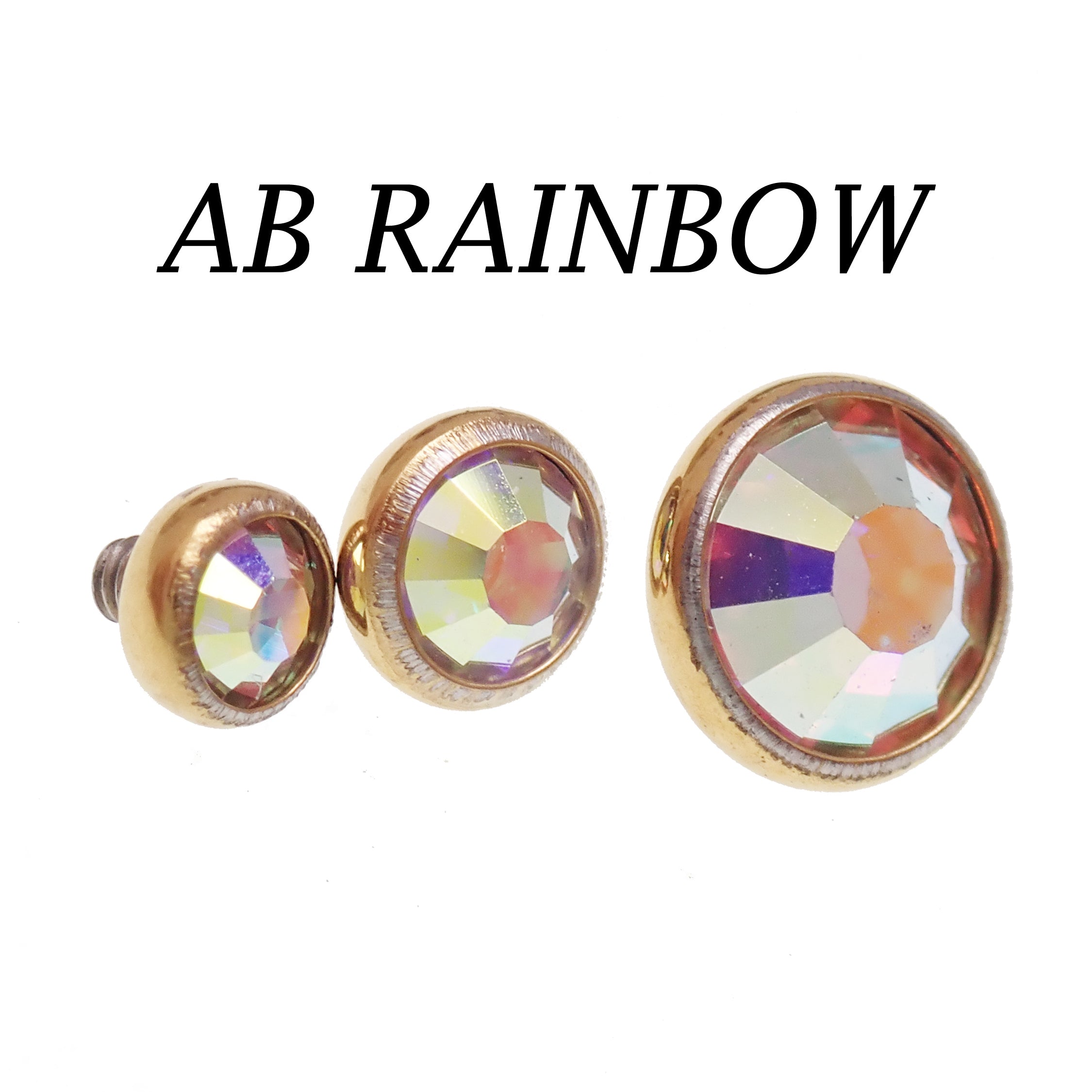 PVD Gold Cerise, AB Rainbow clear CZ implant titanium internally threaded top for 14g body jewelry by Body Clickers