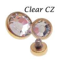 PVD Gold Cerise and AB Rainbow Clear CZ implant titanium internally threaded attachment for 14g body jewelry by Body Clickers