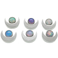 Body Clickers Moon Top attachment with opal or CZ stones, 16g, silver-tone body jewelry accessory, designed for body piercing.