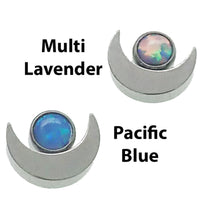 Body Clickers Moon Top Attachment with opal or CZ stones, 16g, for body jewelry, featuring a bubblegum pink moon design.