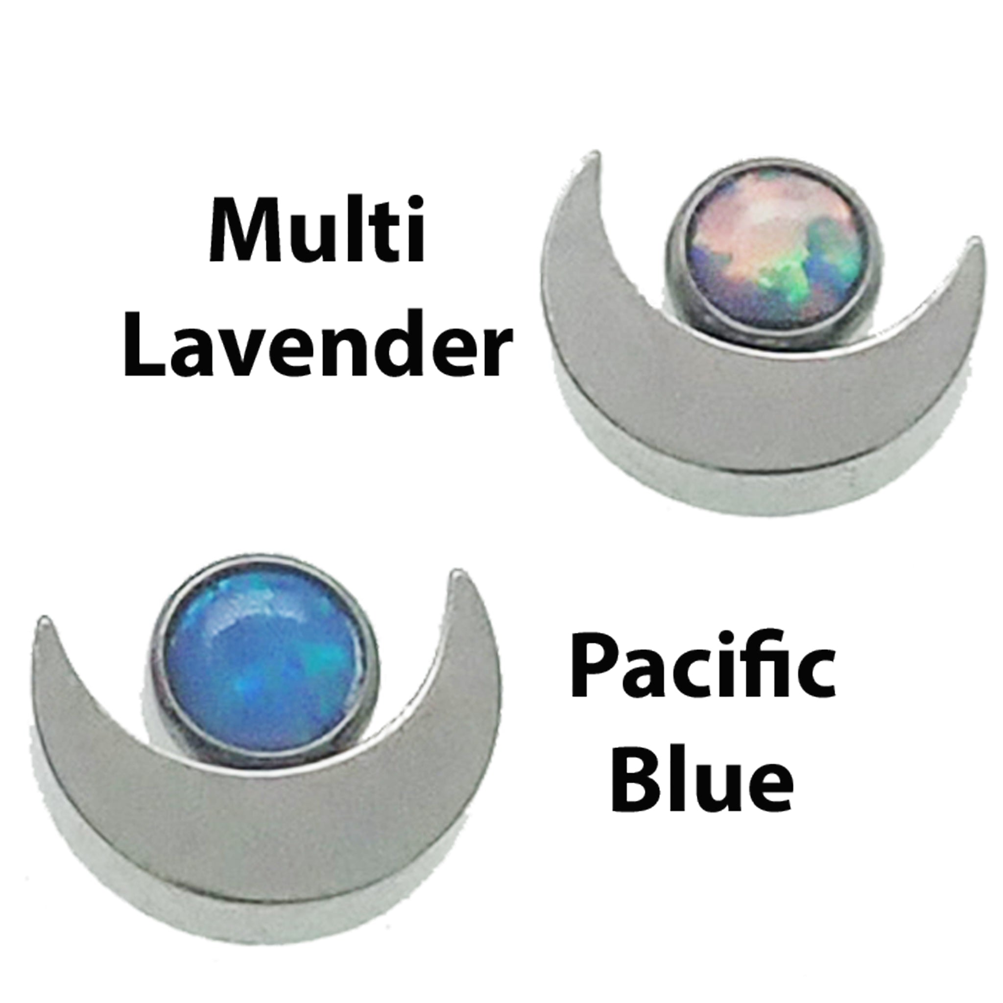 Body Clickers Moon Top Attachment with opal or CZ stones, 16g, for body jewelry, featuring a bubblegum pink moon design.