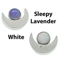 Body Clickers Moon Top attachment with opal or CZ stones, 16g, for body jewelry, featuring a bubblegum pink moon design.