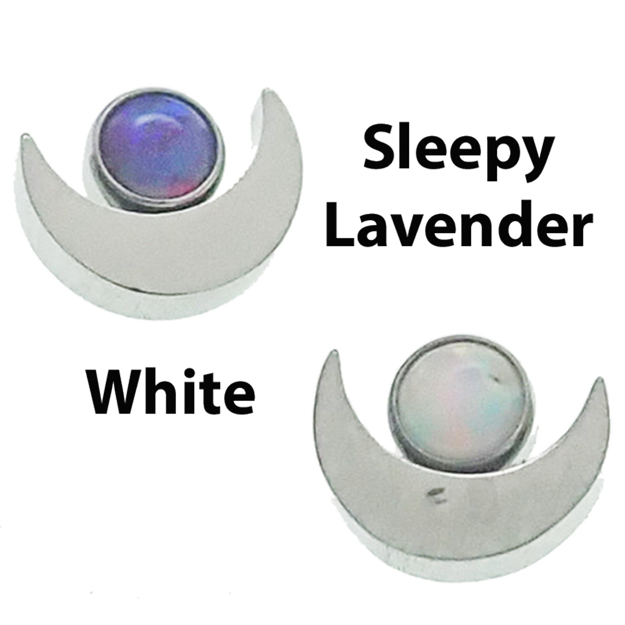 Body Clickers Moon Top attachment with opal or CZ stones, 16g, for body jewelry, featuring a bubblegum pink moon design.