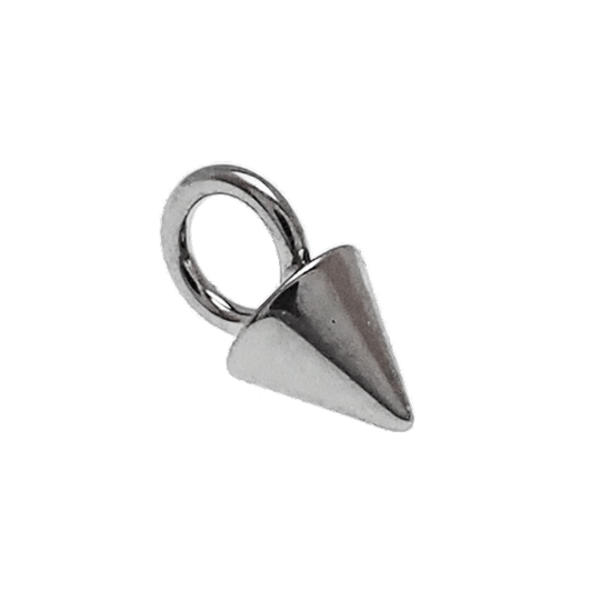 Titanium 4mm spike charm attachment for Body Clickers, fits up to 10g hoops, suitable for body jewelry and piercings.