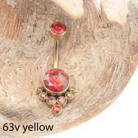 Colorful AAAA CZ belly piercing ring in red titanium, 14g, internally threaded, hypoallergenic belly ring by Body Clickers.