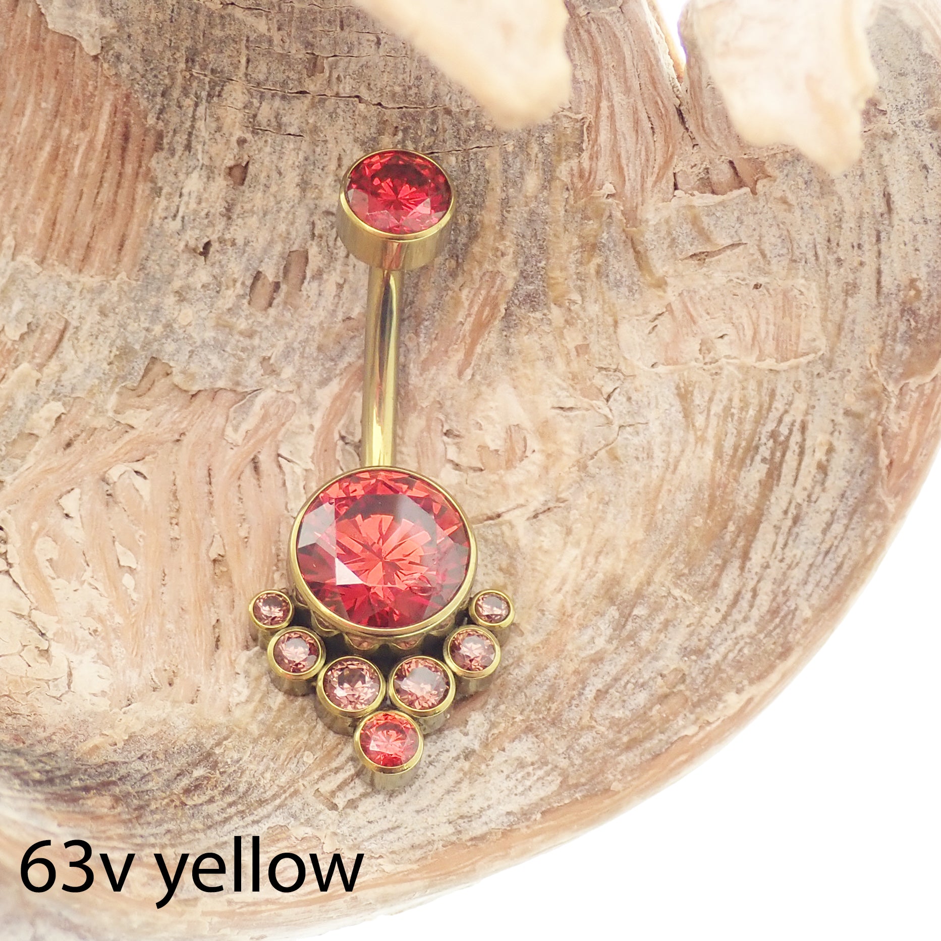 Colorful AAAA CZ belly piercing ring in red titanium, 14g, internally threaded, hypoallergenic belly ring by Body Clickers.