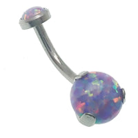 Multi lavender round titanium belly bar by Body Clickers, 10mm length, 14g gauge, decorative belly ring for body piercing.