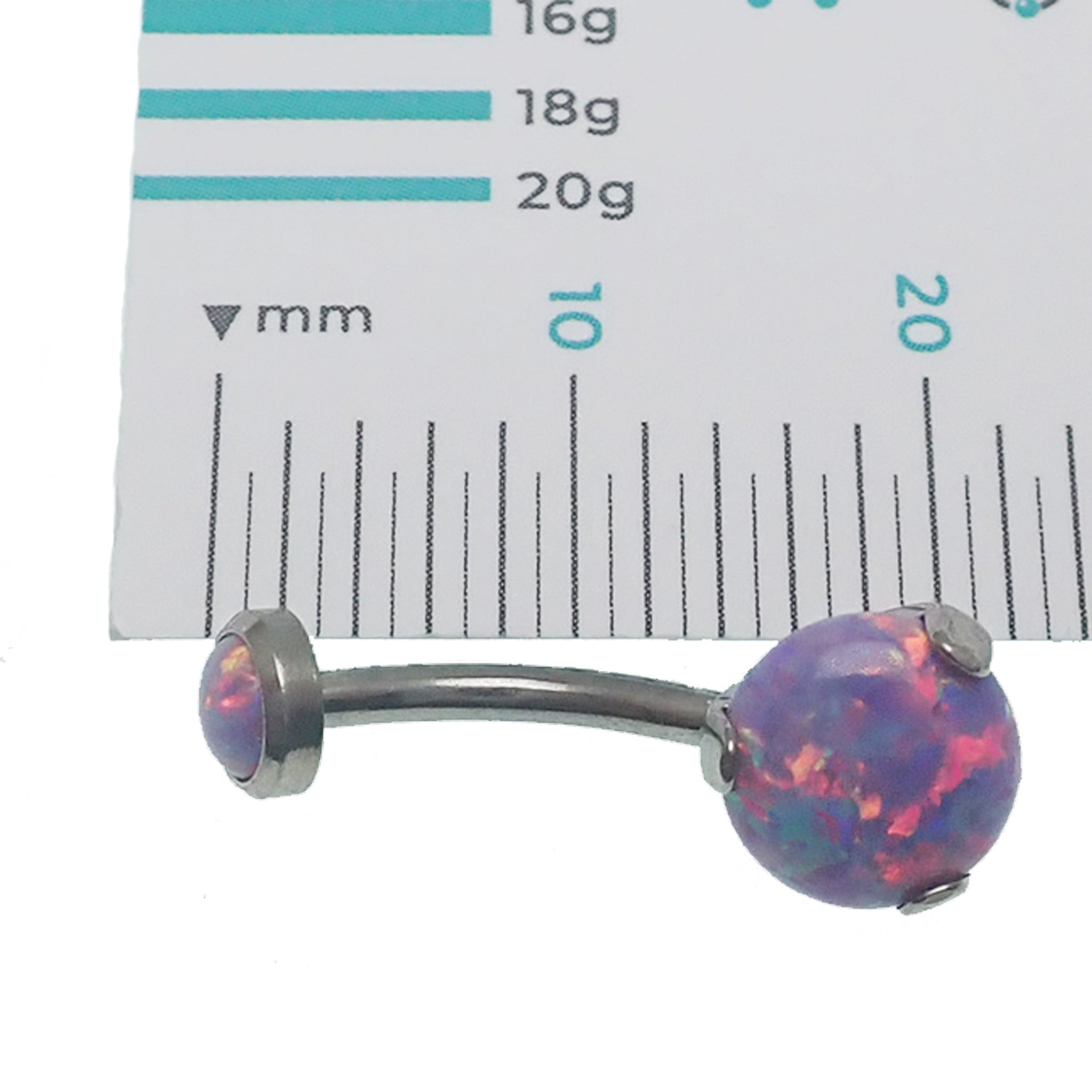 Multi lavender round titanium belly ring by Body Clickers, 10mm diameter, 14g belly bar with polished finish.