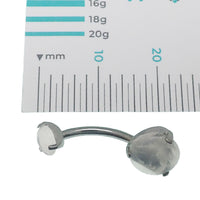 Rose Quartz natural stone titanium belly ring, 14g Body Clickers belly bar with a smooth, polished design and secure closure.