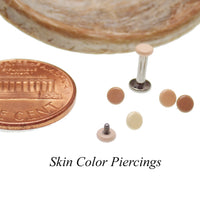 Skin color body jewelry by Body Clickers: 18g titanium flatback internally threaded top for body piercing.